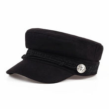 Load image into Gallery viewer, Solid Visor Military Hat Autumn and Winter Vintage wool Patchwork Beret Cap