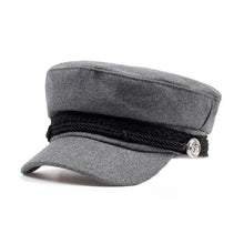 Load image into Gallery viewer, Solid Visor Military Hat Autumn and Winter Vintage wool Patchwork Beret Cap