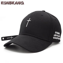 Load image into Gallery viewer, Cross Belt Baseball Cap Black Embroidery Letter Snapback Hat