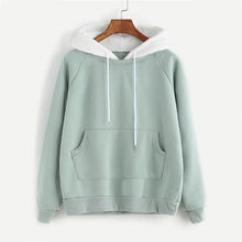Load image into Gallery viewer, ROMWE Pale Green Patchwork Hoodie Women